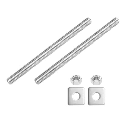 uxcell 3/8"-16 UNC Fully All Threaded Rod, 2 Pcs 304 Stainless Steel Long Threaded Screw 5.5" Length Right Hand Threads with Square Washers for Furniture Mounting Assembly Fastening - size: 5.5"