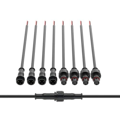 BTF-LIGHTING 3 Pin Electrical Connector 22AWG IP65 Male Female Connector 7.87in/20cm Extension Cable for Car,Truck,Boat,Indoor/Outdoor LED Strip Lights/String 15mm Nut Small Size 5 Pairs - size: 3 PIN Small Size