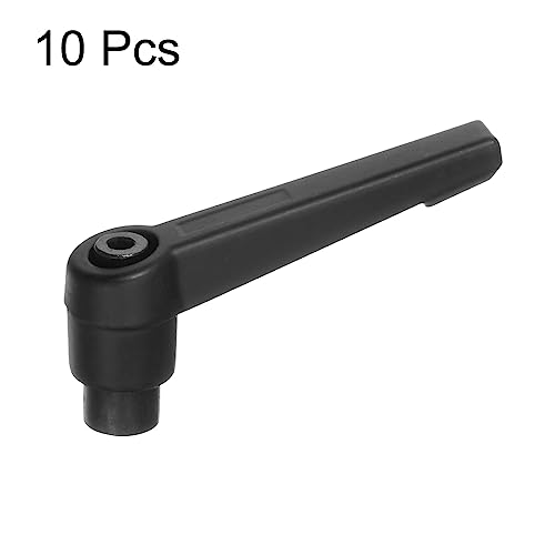 10pcs Adjustable Clamping Lever Handles M6 Female Thread Knobs Rotating Screw Locking Quick Release Ratchet Push Button Handle, Black