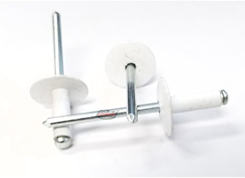 White 3/16" Blind Pop Rivets Aluminum Large Head with Steel Mandrel Fasteners .250 - .375 Grip Range - color: White