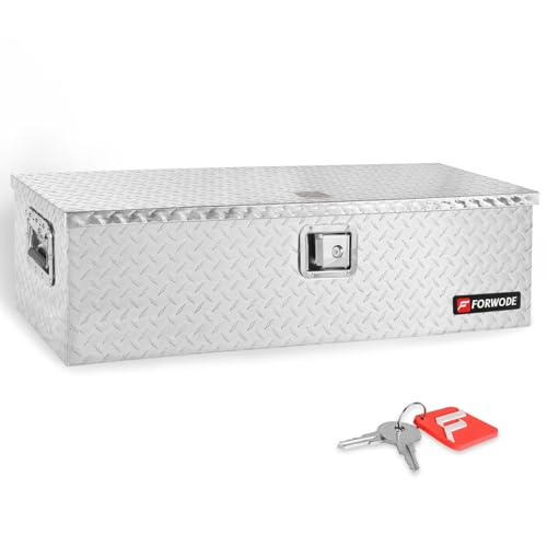 FORWODE 39 Inch Truck Bed Tool Box, Heavy Duty Aluminum Truck Storage Organizer for Pickup Truck Bed RV Toolbox with Handle and Lock Silver - color: Silver, size: 39x13x10inch