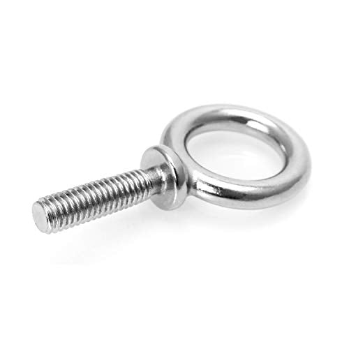 QWORK 3/8"-16 Machinery Eye Bolts, 4 Pcs 316 Stainless Steel Marine Grade Shoulder Lifting Eye Bolt with 1-1/4" Shank, Rugged Threaded Fasteners for Boat Rigging, Docks & Industrial Use