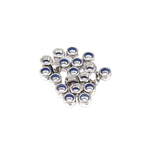 20Pcs M8 x 1.25mm Lock Nuts, 304 Stainless Steel Self-Lock Nylon Inserted 8mm Locking Nuts for Automative, Bike, Machine - size: Metric 8mm