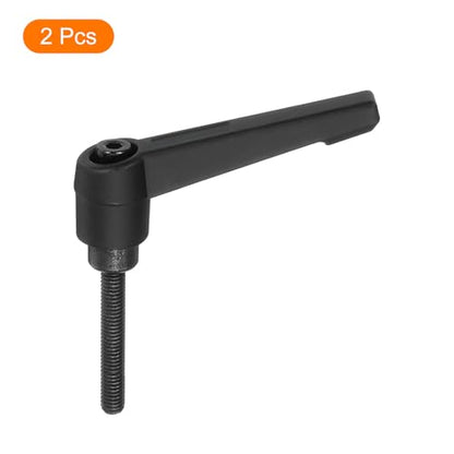 uxcell 2Pcs M5 x 32mm Adjustable Knobs Handle Male Thread Push Button Ratchet Quick Release Locking Rotating Bolt for Lathe Machinery, Black - size: M5 x 32mm