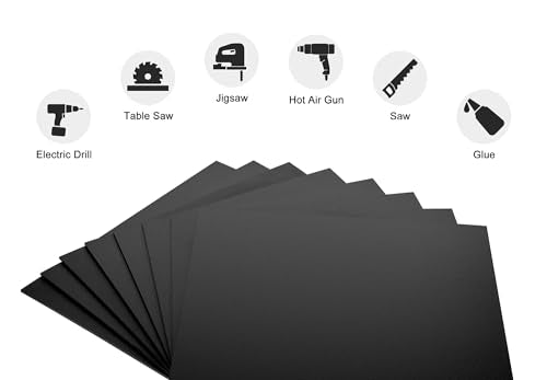 KAITELA Pack of 10 Black ABS Plastic Sheet 12" x 16" x 1/8" Thick (3mm) - size: 12" x 16"