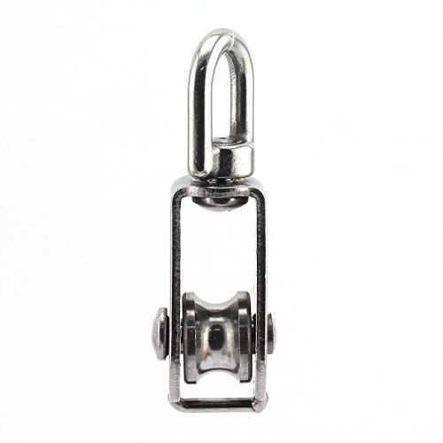 1-Pack M20 Single Pulley Block Stainless Steel Heavy Duty Hardware Single Wheel Swivel Rigging Lifting Wheel Fixed Pulley for Wire Rope Loading 75kg - size: 1-Pack M20