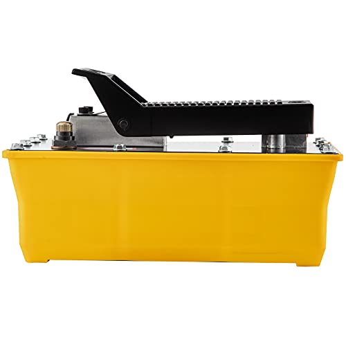 VEVOR Air Hydraulic Pump, 10,000 PSI Hydraulic Foot Pump, 0.6 Gal Reservoir Foot Operated Air/Hydraulic Pump, with Hose and Spray Gun for Heavy Machinery Rigging, Auto Repair, Auto Body Frame Machines - style: 2.3 L hydraulic pump with 6.5 ft Hose a Gun