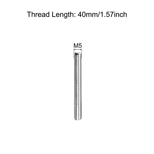 MECCANIXITY Fully Threaded Rod M5 x 40mm 0.8mm Thread Pitch 304 Stainless Steel Right Hand Threaded Rods Bar Studs 5 Pack - size: M5 x 40mm