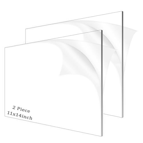 2 Pieces 1/8" Thick (3mm) Acrylic Sheets, Plexiglass Sheets, Clear Cast Plexiglass 11” x 14” with Protective Paper for Signs DIY Display Projects,Craft,Photo Frames - size: 2 piece 11'' * 14'' 3mm