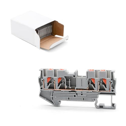 12Pcs PT2.5 Quattro Terminal Blocks, 4 Conductors Rail Mounted - color: Grey, size: 12 Pcs