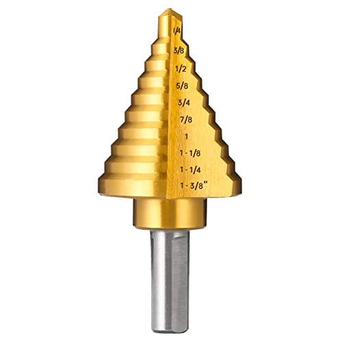 1/4" to 1-3/8" Titanium HSS Step Drill Bit for Metal Unibit - size: 1/4" to 1-3/8"