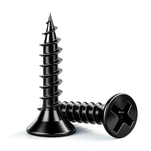 Wensilon # 6X3/4 (400PCS) Flat Head Black Wood Screw 3.5X19, Quick Metal self Tapping Flat Head - color: Black, size: #6x3/4