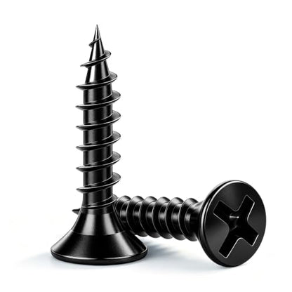 Wensilon # 6X3/4 (400PCS) Flat Head Black Wood Screw 3.5X19, Quick Metal self Tapping Flat Head - color: Black, size: #6x3/4