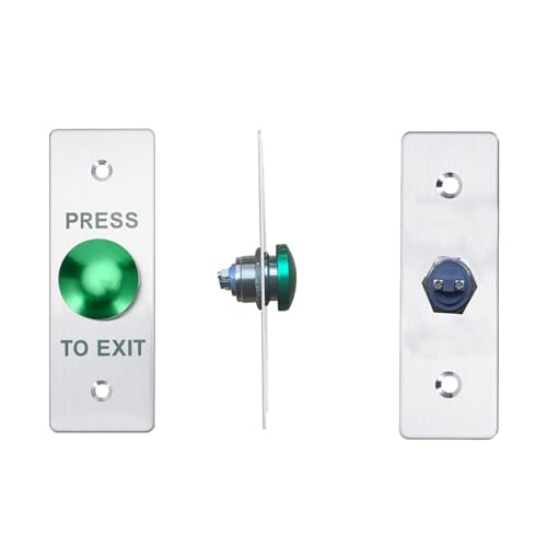Push to Exit Button，12V DC Push to Exit Switch with LED Light, IP67 Waterproof,NC/NO/COM Outputs, Surface Mount Request-to-Exit Device for Access Control Systems (115X40-C) - color: 115X40-C
