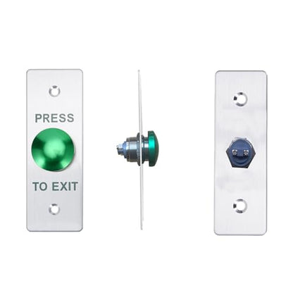 Push to Exit Button，12V DC Push to Exit Switch with LED Light, IP67 Waterproof,NC/NO/COM Outputs, Surface Mount Request-to-Exit Device for Access Control Systems (115X40-C) - color: 115X40-C