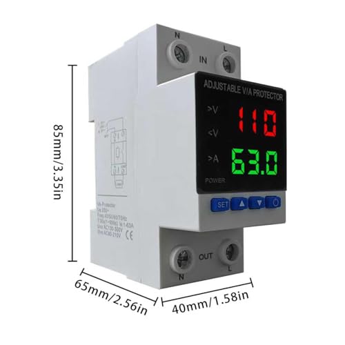 Voltage Protector 110V, 1-63A Adjustable Smart Circuit Breaker
