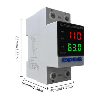 Voltage Protector 110V, 1-63A Adjustable Smart Circuit Breaker