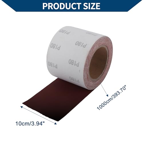 180 Grit Sandpaper Roll 4 Inch x 32.8 Feet Sandpaper Aluminum Oxide Emery Cloth Roll Sanding Paper for Wood Sanding Automotive Polishing Metal Sanding - size: 180 Grit