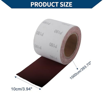180 Grit Sandpaper Roll 4 Inch x 32.8 Feet Sandpaper Aluminum Oxide Emery Cloth Roll Sanding Paper for Wood Sanding Automotive Polishing Metal Sanding - size: 180 Grit
