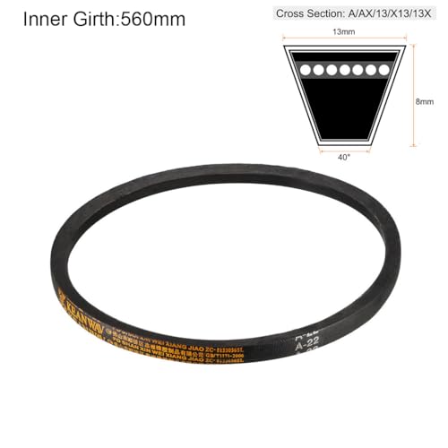 uxcell A22 Drive V-Belts 22" Inner Length 13mm Width 8mm Thick JIS Standard A-Section Rubber Drive Transmission Belt - size: 22"