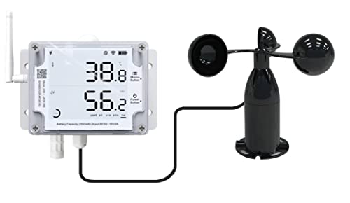 GS1-AETH1RS + Wind Speed Sensor Probe Bundle Ethernet Thermometer Hygrometer, WiFi Temperature Humidity Sensor, Digital Temperature Data Logger, Free App Email Alert(2.4GHz WiFi & RJ45 Ethernet - style: GS1-AETH1RS + Wind Speed Probe
