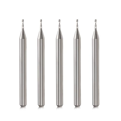 CNC Router Bits 1/8" Shank CNC Bit End Mill 1/32" Cutting Dia Flat Nose Carbide Endmill Two Flute Spiral Upcut Milling Cutter Tool Set for Wood PVC MDF Hardwood (1/32 in, 5) - size: 1/32 in