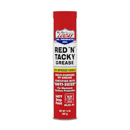Lucas Oil 10005 Red N Tacky Grease - 14 Ounce Cartridge (Pack of 10) - size: 14 Ounce, style: 10 Pack