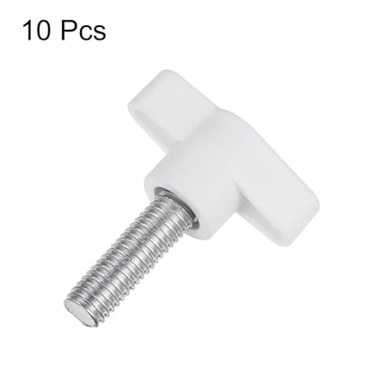 HARFINGTON 10pcs Wing Knobs M8 x 25mm Male Thread Plastic Tee Stud Knobs T Threaded Handles Hand Clamping Tightening Thumb Screws Thumbscrew, White - color: White, size: M8 x 25mm