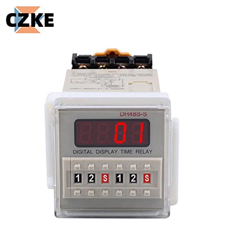 DH48S-2Z Digital LED Programmable Timer Relay Switch 0.01S-99H99M Delay Timer with Socket Base AC/DC 12V 24V 36V 110V 220V 380V(DC12V) - size: DC12V
