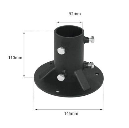 2" Base Flange,Chain Link Fence Pole Floor Flange,for Fixing Street Light/Flag/Mailbox/Fence Pole etc.,Black Heavy Solid Fence Post Concrete Mount, Including Bolt Side Screws (2 Inch) - size: 2 Inch