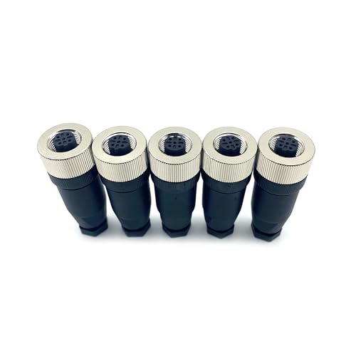 5 Pcs M12 5 Pin B Code Female Connector, IP67 Waterproof B Code Industrial Circular Connector Field Wireable Adapter Unshielded Straight Type Sensor for PG7 Cable 125V 4A - size: M12 5Pin B Code female Straight
