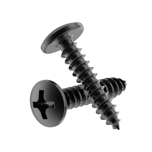 #5 x 5/8" Flat Black Round Head Phillips Wood Screws - Pack of 25 - Self Tapping Screws for Wood - RH558-SBL - size: #5 x 5/8"