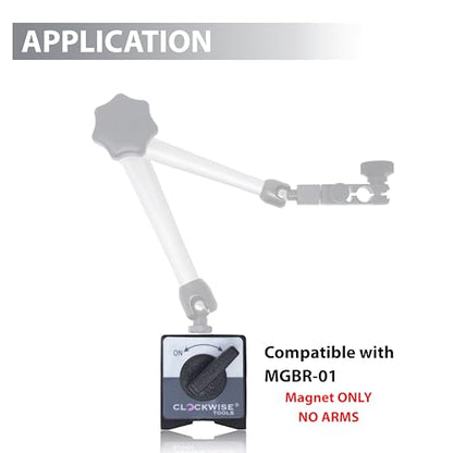 Clockwise Tools Magnetic Base, MGBR-B, Magnet ONLY, with ON/Off Switch, 176 lbs Max Pull Force - style: MGBR-B Magnet Only