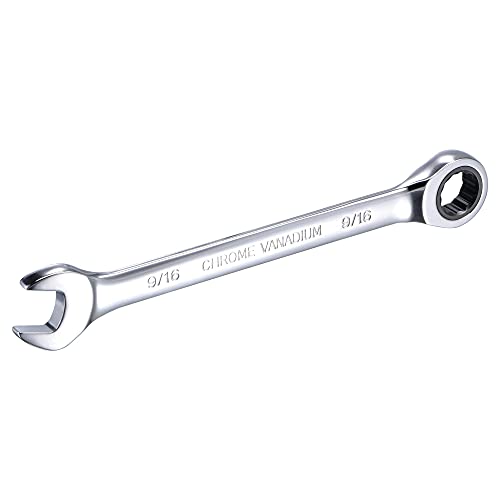 uxcell 9/16 Inch Ratcheting Combination Wrench SAE 72 Teeth 12 Point Ratchet Box Ended Spanner Tools, Cr-V - size: 9/16"