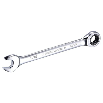 uxcell 9/16 Inch Ratcheting Combination Wrench SAE 72 Teeth 12 Point Ratchet Box Ended Spanner Tools, Cr-V - size: 9/16"