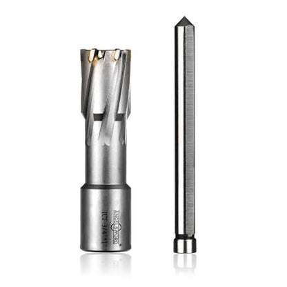 ANGELSWORD TCT Annular Cutter Diameter 3/4", Cutting Depth 1-3/8" Tungsten Carbide Tipped, Mag Drill Bits Kit for Magnetic Drill Press, with One 5/16"*3.5" Pilot Pin - size: F. 19mm(3/4"-0.02"), style: TCT 1-3/8" Cut Depth