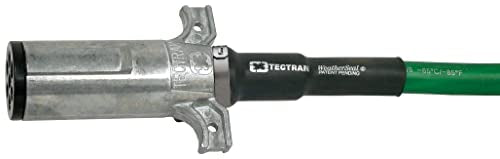 Tectran 7-Way Plug ARTICFLEX™ ABS Straight Cable Assembly | Power Brake Lights for Semi Truck Trailer Tractor | 4/12-2/10 Conductor | 1/8 Gauge | Die-Cast Plugs w/WeatherSeal™ | Green | (20' Length) - size: 20' Length