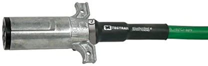 Tectran 7-Way Plug ARTICFLEX™ ABS Straight Cable Assembly | Power Brake Lights for Semi Truck Trailer Tractor | 4/12-2/10 Conductor | 1/8 Gauge | Die-Cast Plugs w/WeatherSeal™ | Green | (20' Length) - size: 20' Length