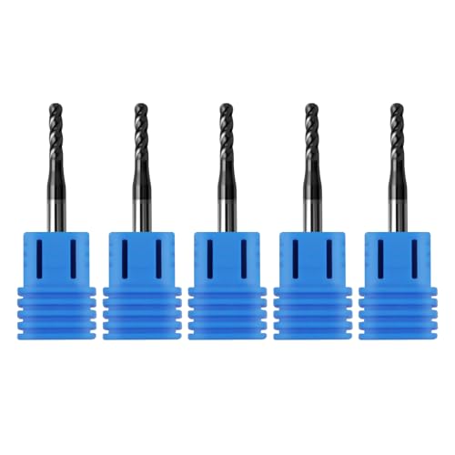 5Pcs 3/32" Carbide Ball Nose End Mills, ALTiN Coated, 4 Flute - size: 3/32 in