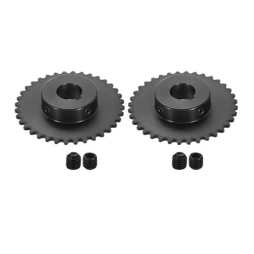 uxcell 2 Pcs #35 Chain Roller Sprocket 1" Bore, 36 Tooth C45 Carbon Steel ANSI #35 Roller Sprocket Round Hole with Set Screws for ISO 06C Chain - size: 1" Bore 36 Tooth (#35 Chain)