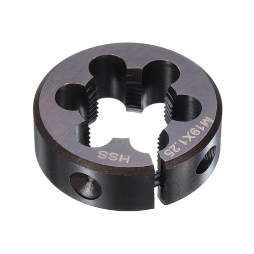 HARFINGTON Round Threading Die M19 x 1.25 Metric Thread 38mm OD Adjustable Right Hand High-Speed Steel (HSS) Round Die Screw Thread Cutting Die for Thread Repair - size: M19 x 1.25