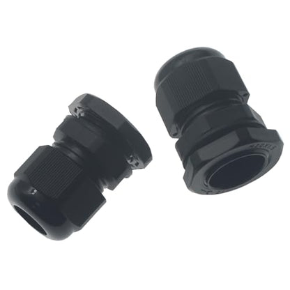 10 Pcs Black M20x1.5 Waterproof Cable Glands Joints Adjustable 6-12mm Cable Connectors Compression Cable Glands with Locknuts (IP68) - color: Black