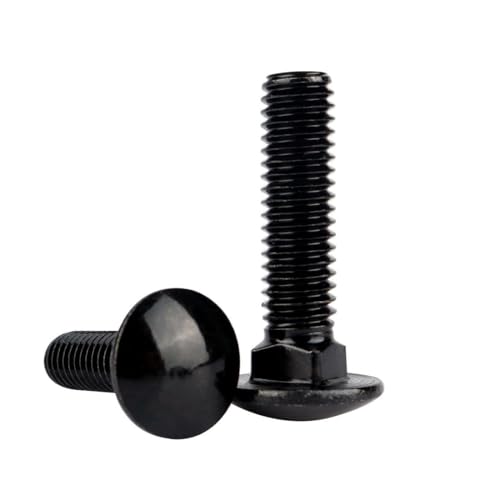 5/16-18 x 1-1/2" Carriage Bolts Screws Black Finish, Round Head Square Neck, 304 Stainless Steel 18-8, UNC Full Machine Coarse Thread, 10Pcs - size: 5/16-18 x 1-1/2" (10 Pcs)