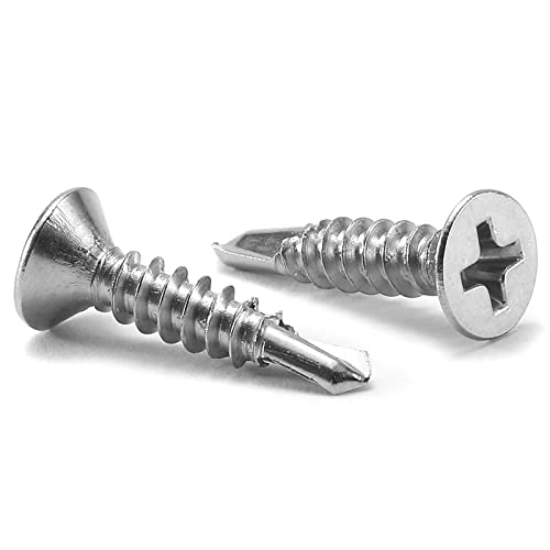 #6 x 3/4" Sheet Metal Screws 100Pcs 410 Stainless Steel Flat Head Fast Self Tapping Screws by SG TZH - size: #6 x 3/4"