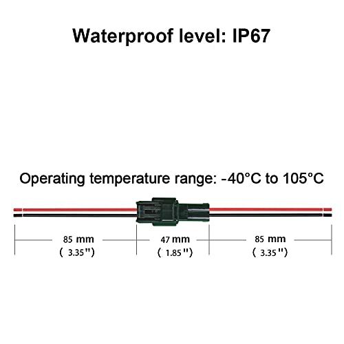 2 Pin Waterproof Wire Connector,16AWG Male Female Plug - size: 2pin way