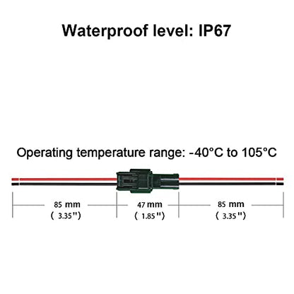 2 Pin Waterproof Wire Connector,16AWG Male Female Plug - size: 2pin way