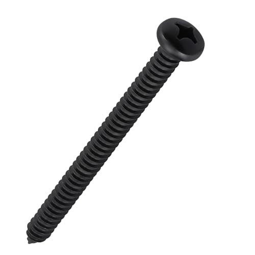 #8 x 2-1/2" (50 Pack) Stainless Steel Pan Head Self Tapping Screws, 304 SS (18-8) Black Coated, Phillips Drive Round Head Corrosion Resistant Screws for Wood & Sheet Metal - size: #8 x 2-1/2"