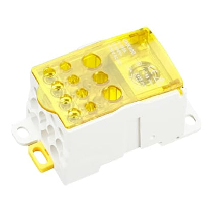 DIN Rail Distribution Box,690V 400A Positions Screw Terminal Block Junction Box Breaker Box Circuit Breaker Distribution Box for Various Power Distribution Needs (Yellow, 400A) - color: Yellow, size: 400A