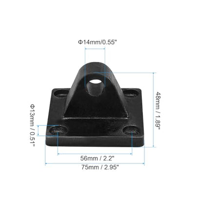 PATIKIL 75x75x48mm Air Cylinder Foot Flange Rod Pivot Clevis Pneumatic Mounting Bracket Rear Mount Parts, Black - size: 75x75x48mm