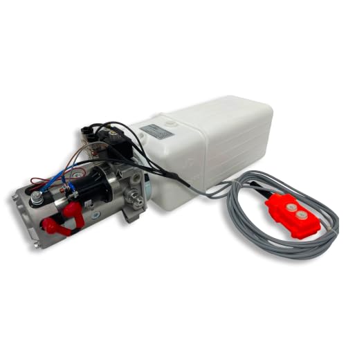 Hydraulic Pump for Dump Trailer 12 Volt DC Double Acting - Solenoid Hydraulic Power Unit 12 Quart Plastic Tank - Dump Trailer Electric Hydraulic Power Pack - size: 12 Quarts